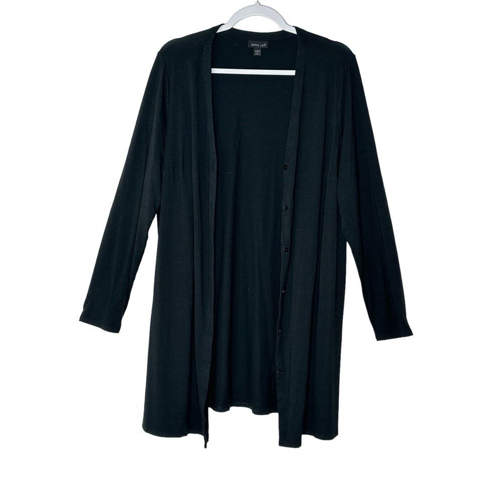 J. JILL Cardigan Women's Coat Size 1X Black Long Stretch